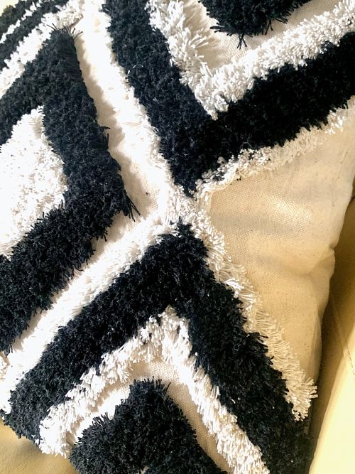 Black and Beige Tufted Diamond Pillow Cover