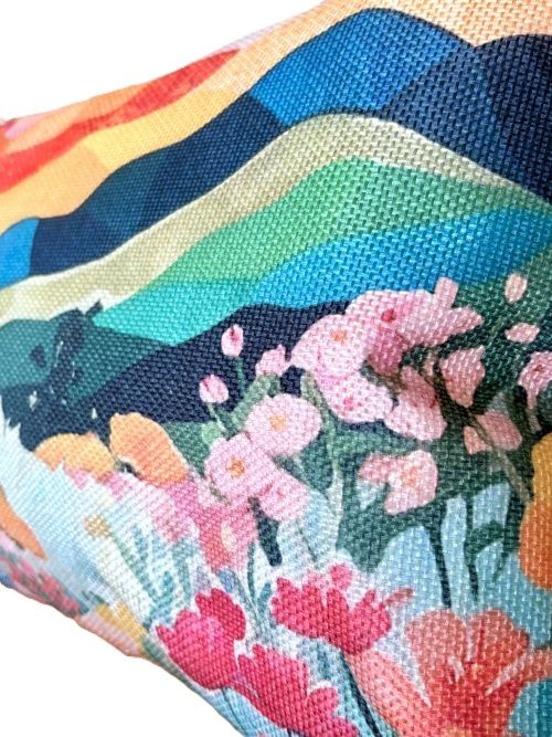 Boho Mountain Landscape Pillow Cover