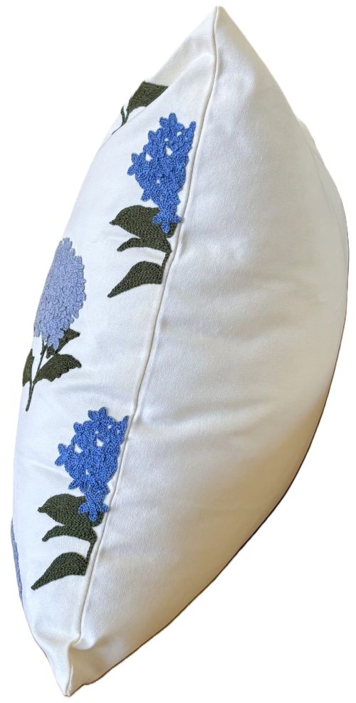 Embroidered Blue Hydrangeas Pillow Cover