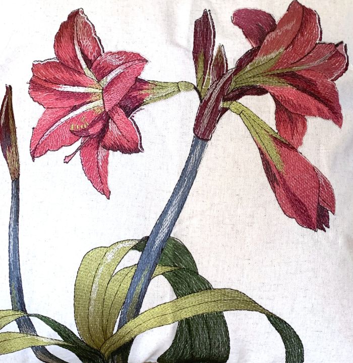 Embroidered Lilies Pillow Cover