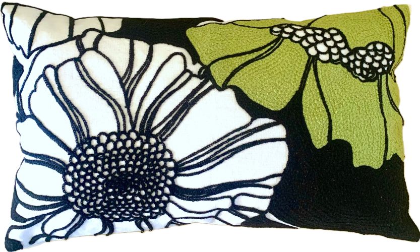 Embroidered Modern Lotus Throw Pillow Cover