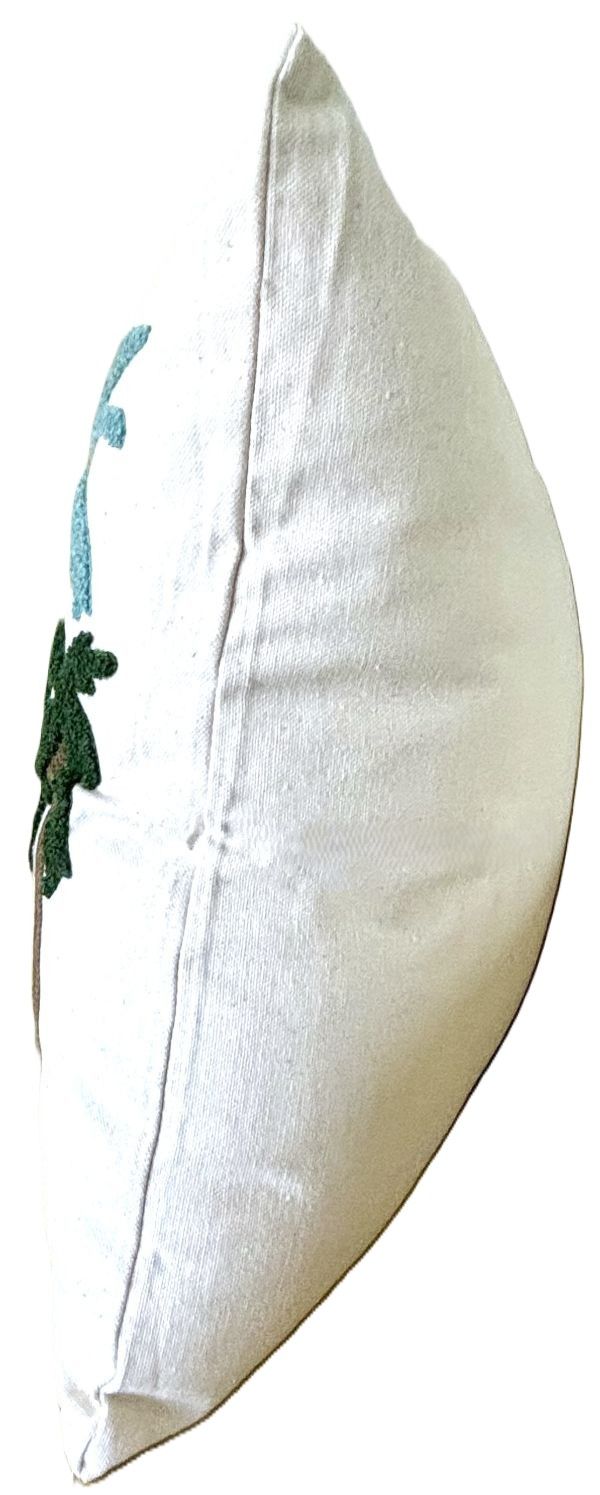 Blue and Green Palm Trees Embroidered Pillow Cover