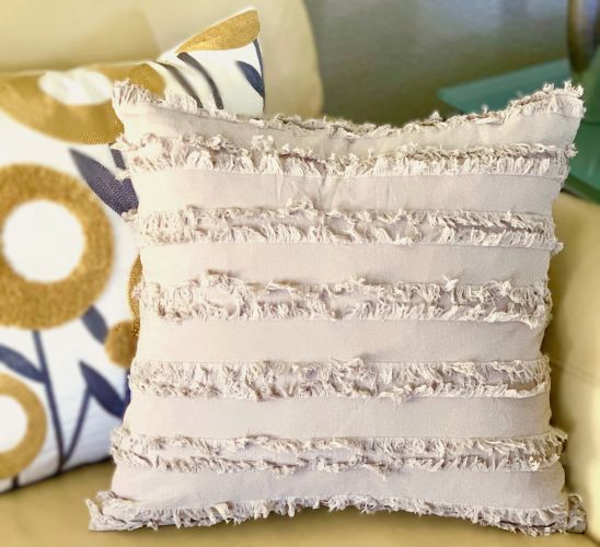 Khaki Fringe Pillow Cover