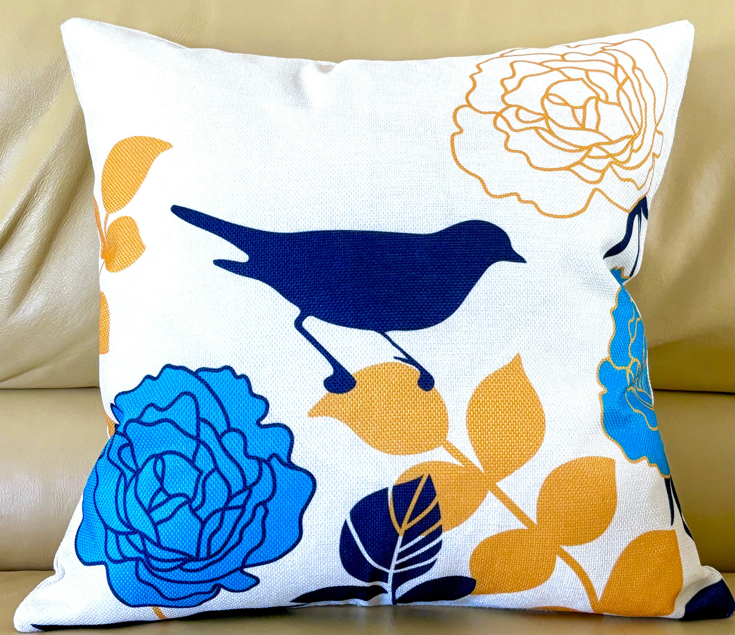 18x18 Bird Silhouette and Roses Pillow Cover (2 styles)