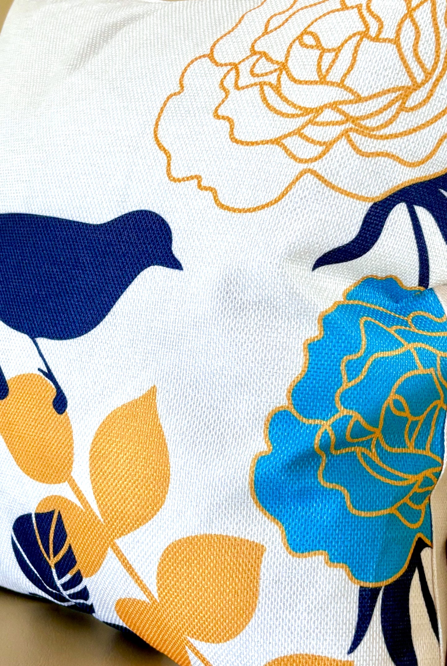 18x18 Bird Silhouette and Roses Pillow Cover (2 styles)