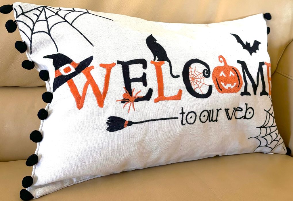 "Welcome to Our Web" Halloween Pillow Cover