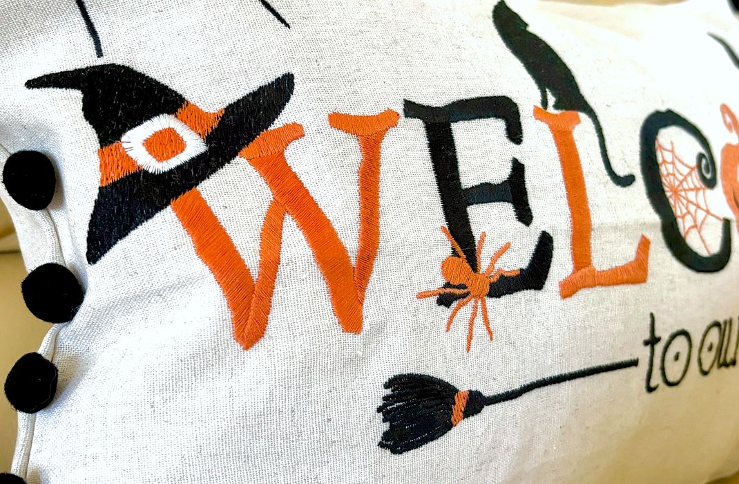 "Welcome to Our Web" Halloween Pillow Cover