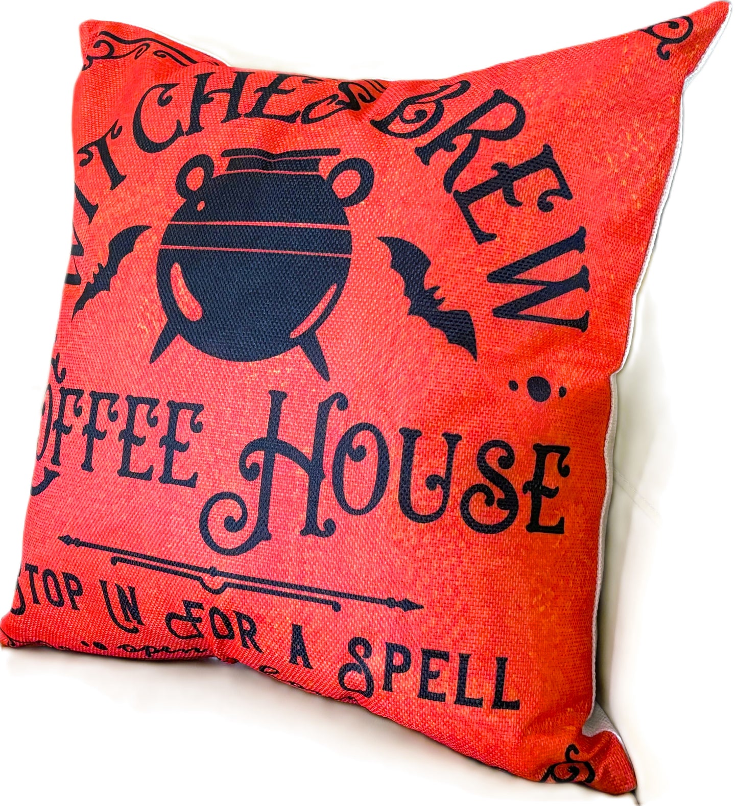 Set/2 18" Vintage-Style Halloween Pillow Covers - Witch & Crescent Moon