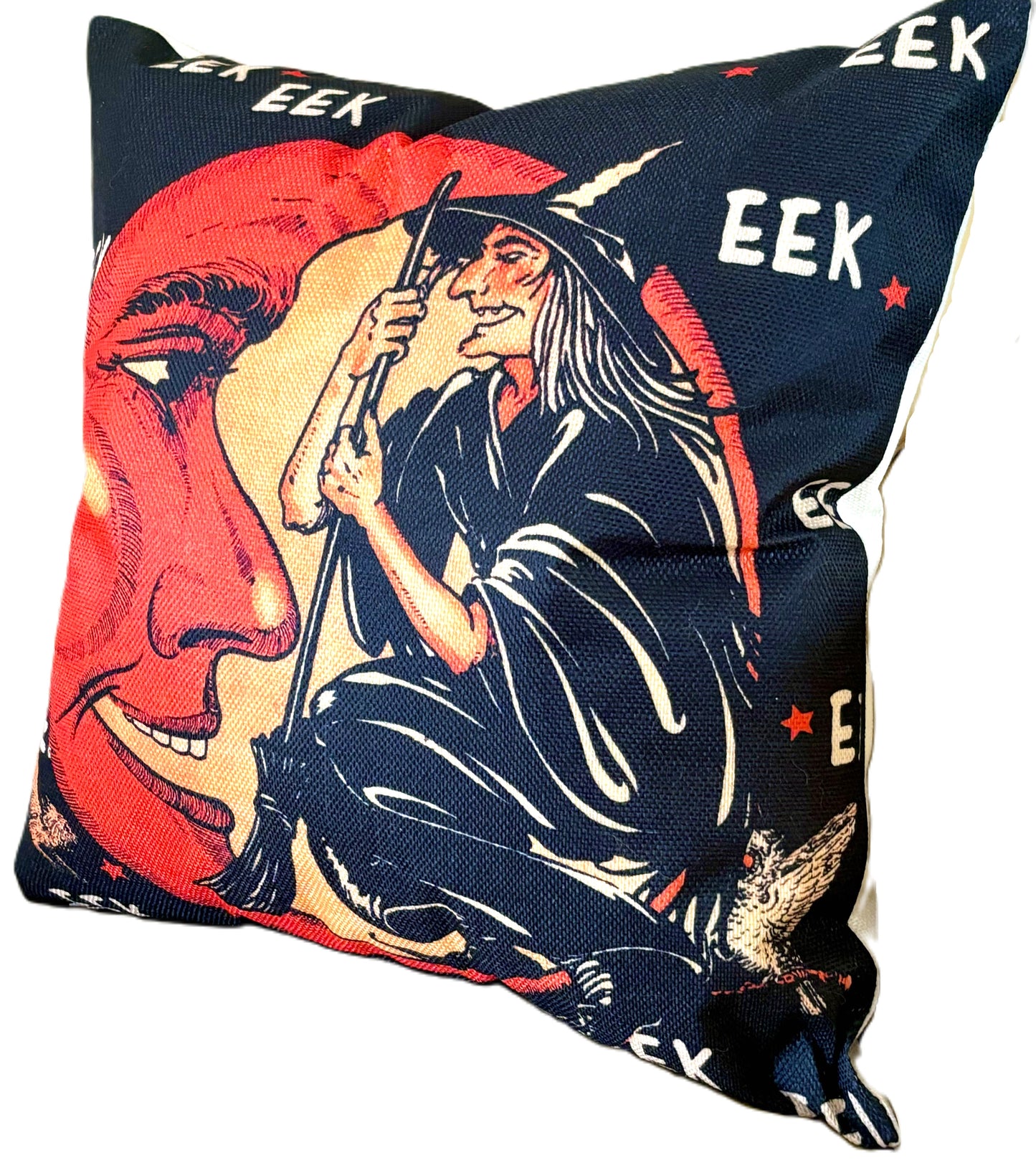 Set/2 18" Vintage-Style Halloween Pillow Covers - Witch & Crescent Moon