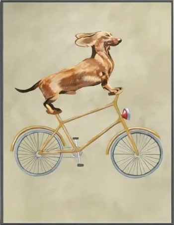 Dachshund on Bicycle Art Print