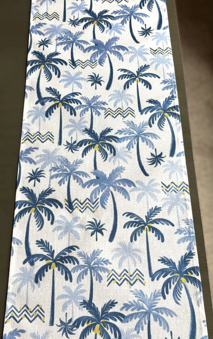 Blue Mediterranean Date Palms Table Runner