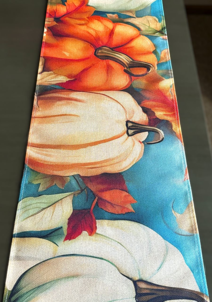 Elegant Autumn "Luxe' Pumpkins Table Runner