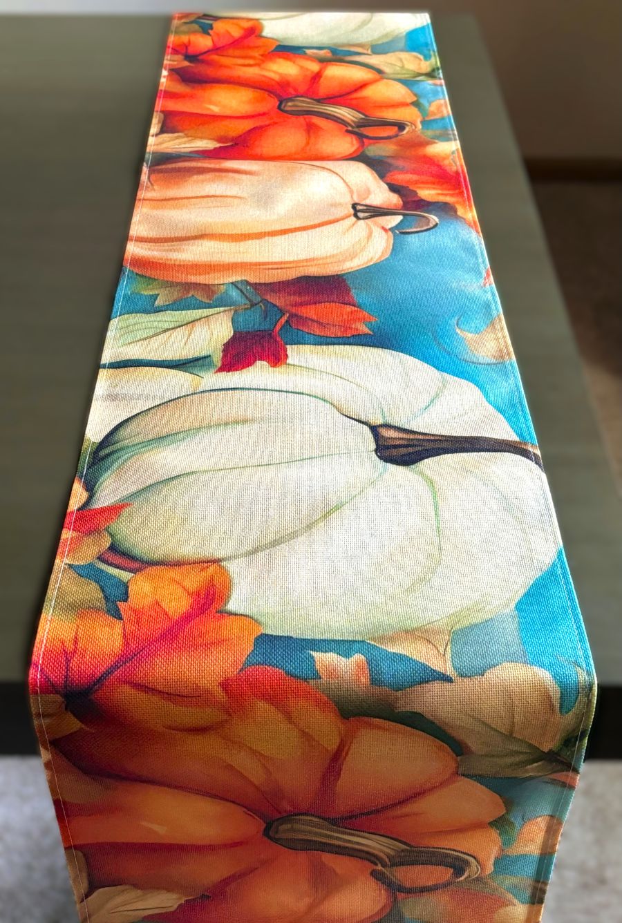 Elegant Autumn "Luxe' Pumpkins Table Runner