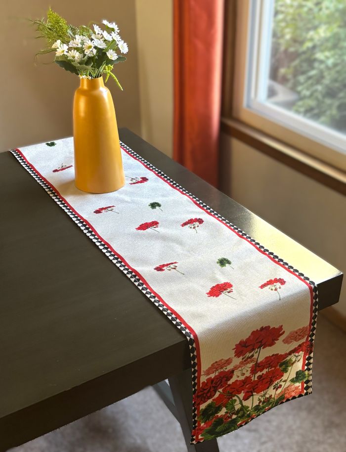 Red Geraniums Table Runner (2 Sizes)