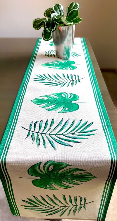 Tropical Leaves Table Runner