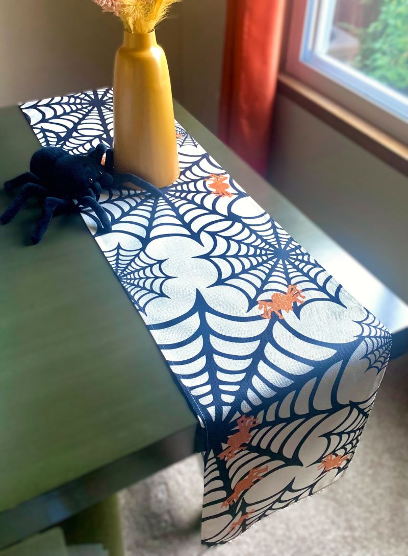 Creepy Crawly Halloween Spider Web Table Runner