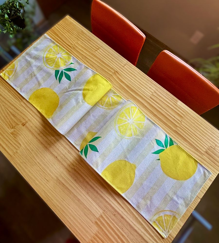 Natural Stripes Lemon Table Runner