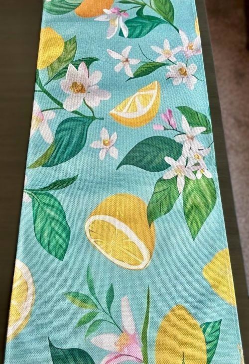 Teal Lemon Floral Table Runner