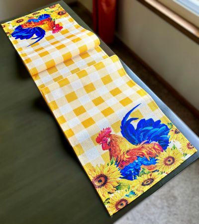 Yellow Buffalo Check Rooster Table Runner