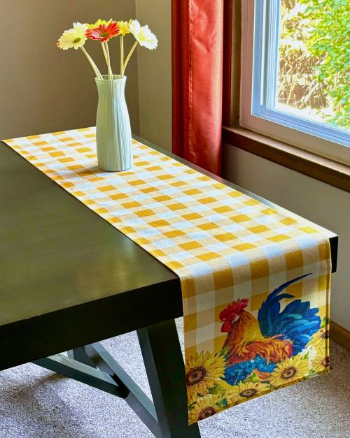 Yellow Buffalo Check Rooster Table Runner