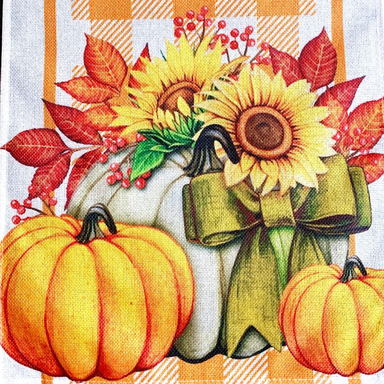 Vibrant Orange Buffalo Plaid and Sunflower Table Runner