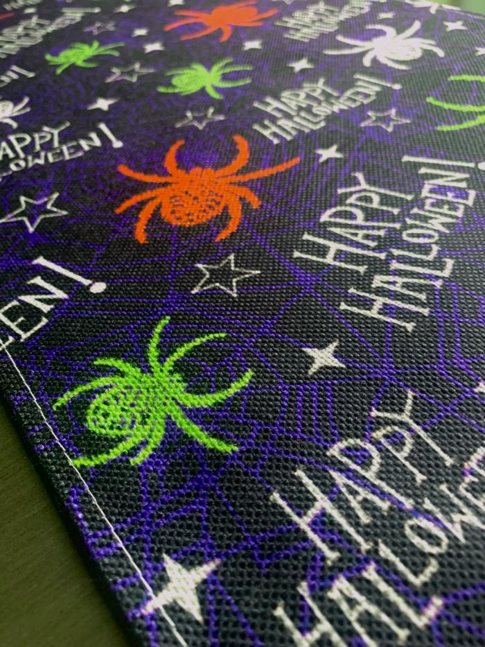 Whimsical 'Happy Halloween' Bright Spiders Table Runner
