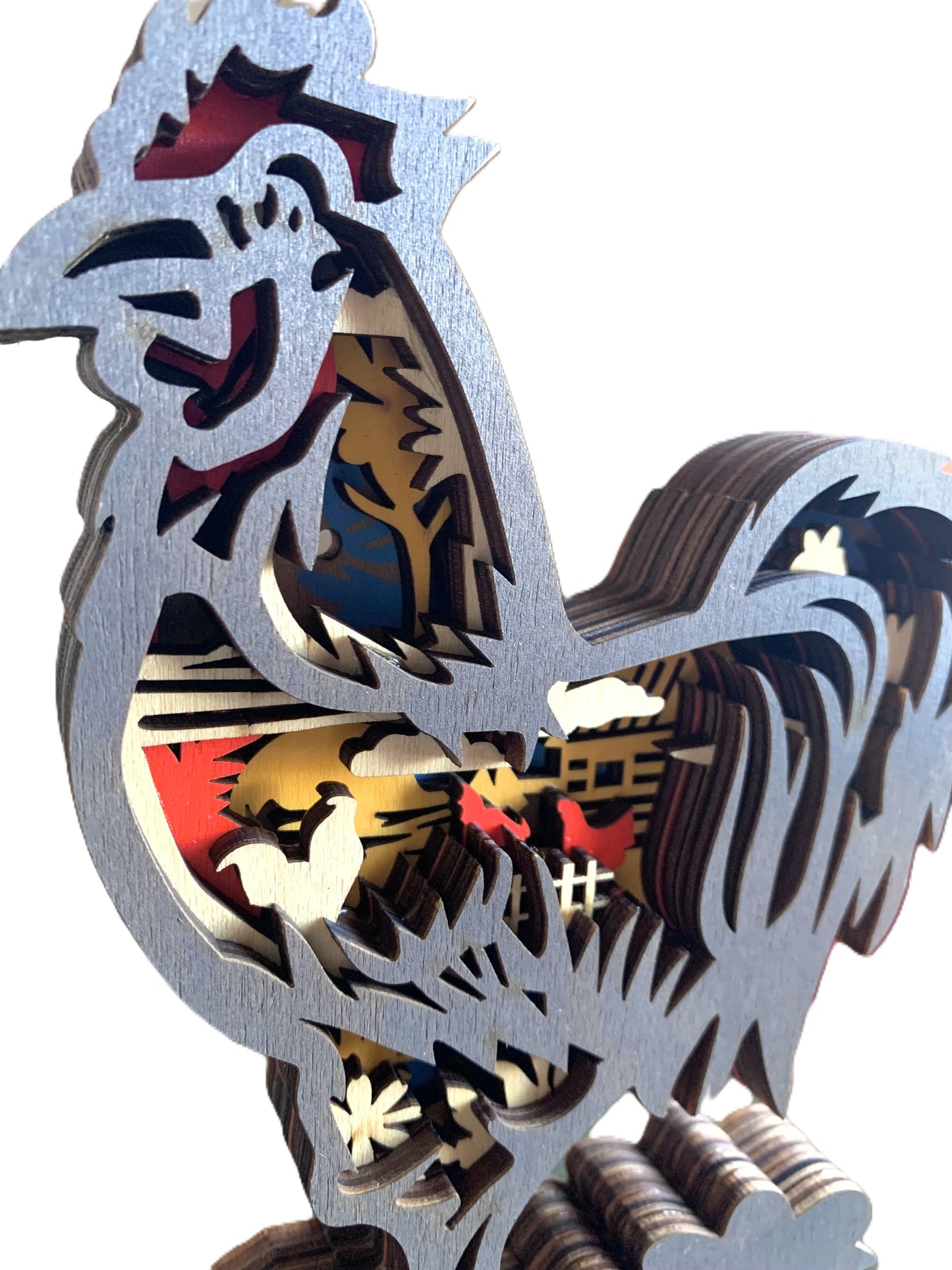 Rooster Wood Diorama