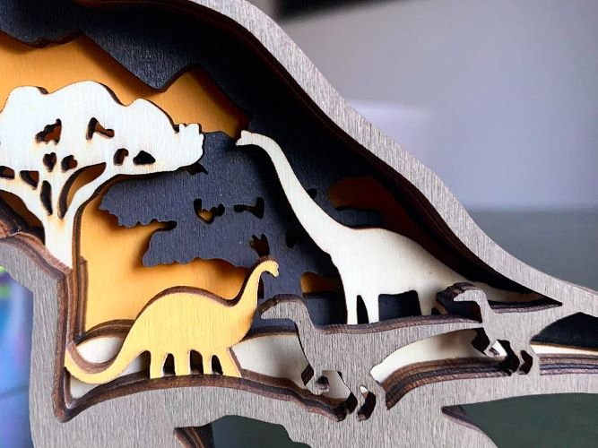 Tyrannosaurus Rex Dinosaur Wood Diorama