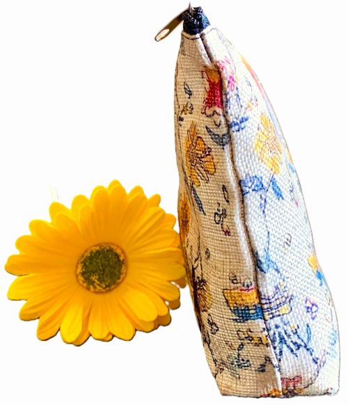 Vintage Bees and Wildflowers Zippered Pouch