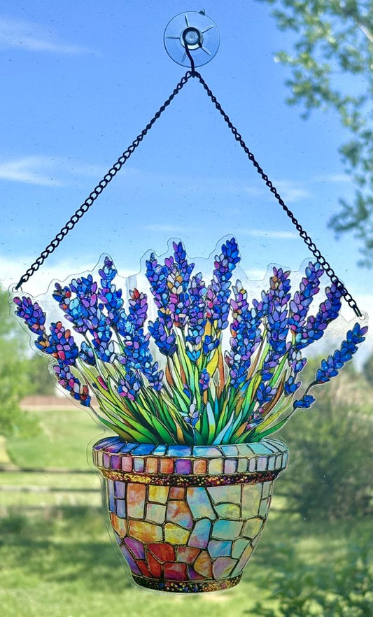Lavender in Mosaic Pot Sun Hanging