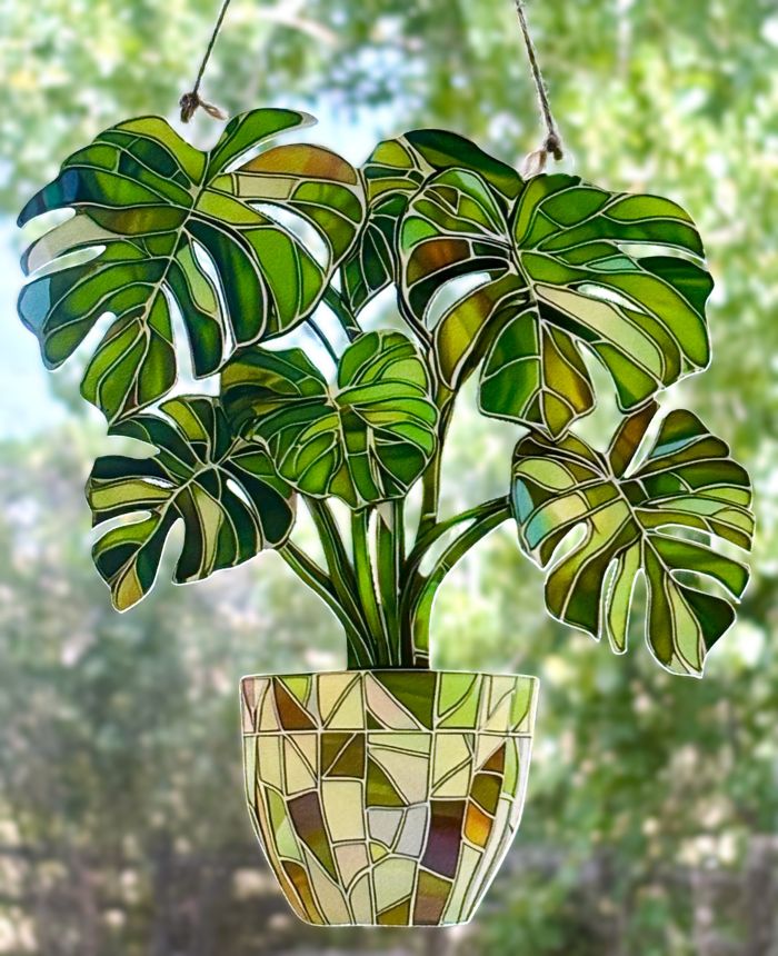 Potted Tropical Monstera Houseplant Sun Hanging