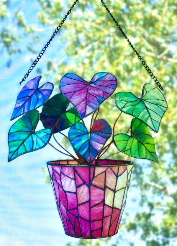 Pink and Purple Potted Plant Sun Hanging