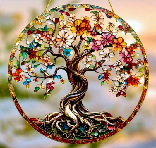 Floral Tree of Life Sun Hanging