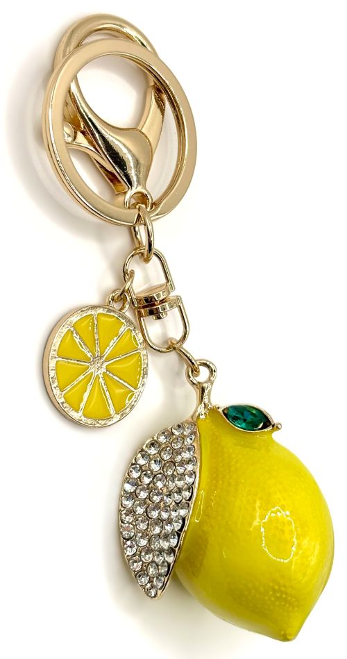 Rhinestone Lemon Bag Charm/Keychain
