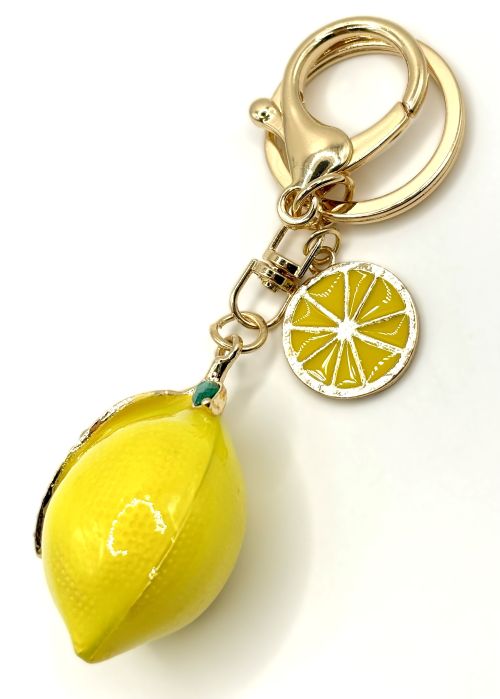 Rhinestone Lemon Bag Charm/Keychain