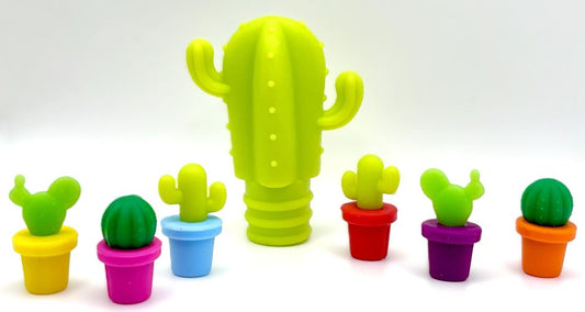 Cactus Bottle Stopper and Drink Marker Set