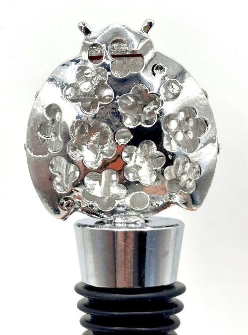 Rhinestone Ladybug Bottle Stopper
