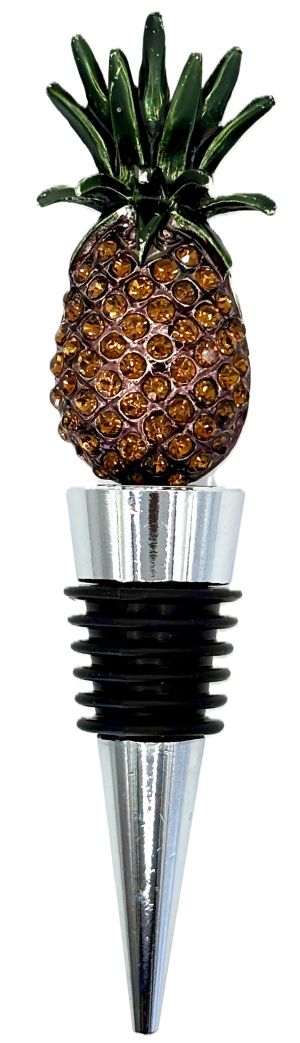 Amber Rhinestone Pineapple Bottle Stopper