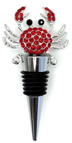 Red Rhinestone Crab Bottle Stopper
