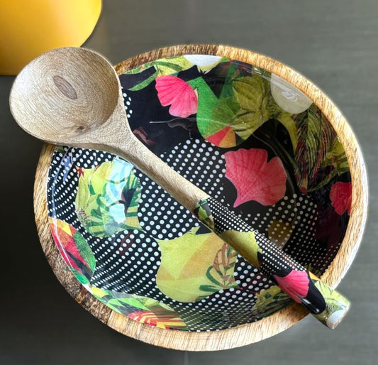 Artisanal Serving Bowl Set - Contemporary Botanical Design