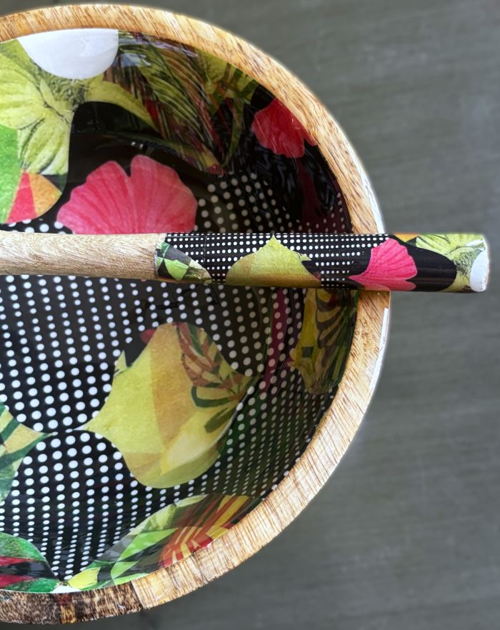 Artisanal Serving Bowl Set - Contemporary Botanical Design