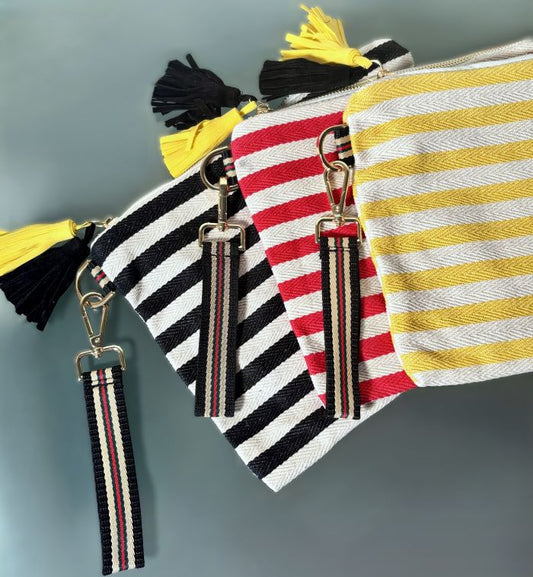 Striped Canvas Clutch/Wristlet Bag