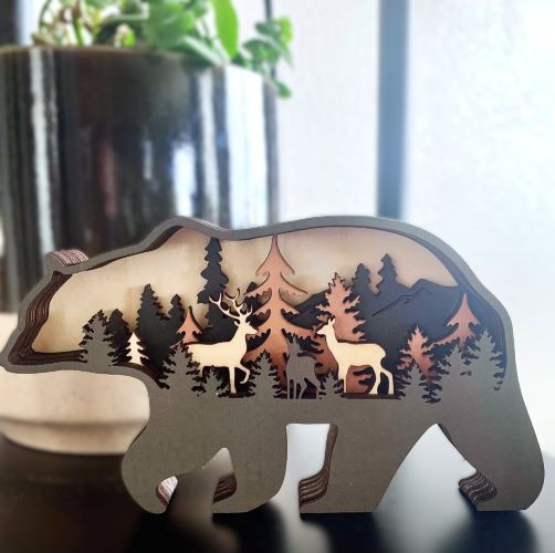 Brown Bear (Grizzly) Wood Diorama