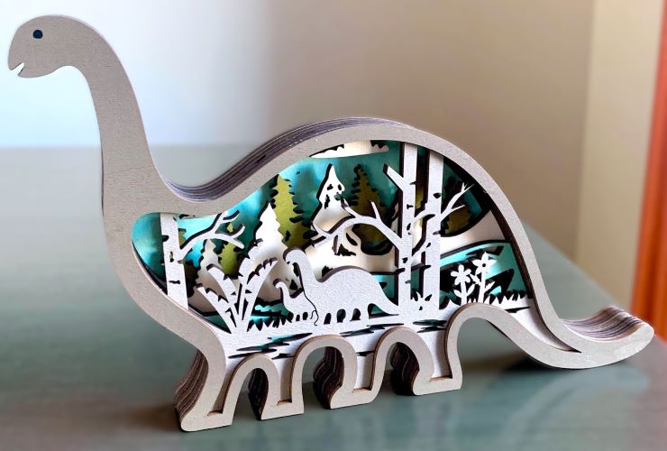 Brontosaurus Dinosaur Wood Diorama