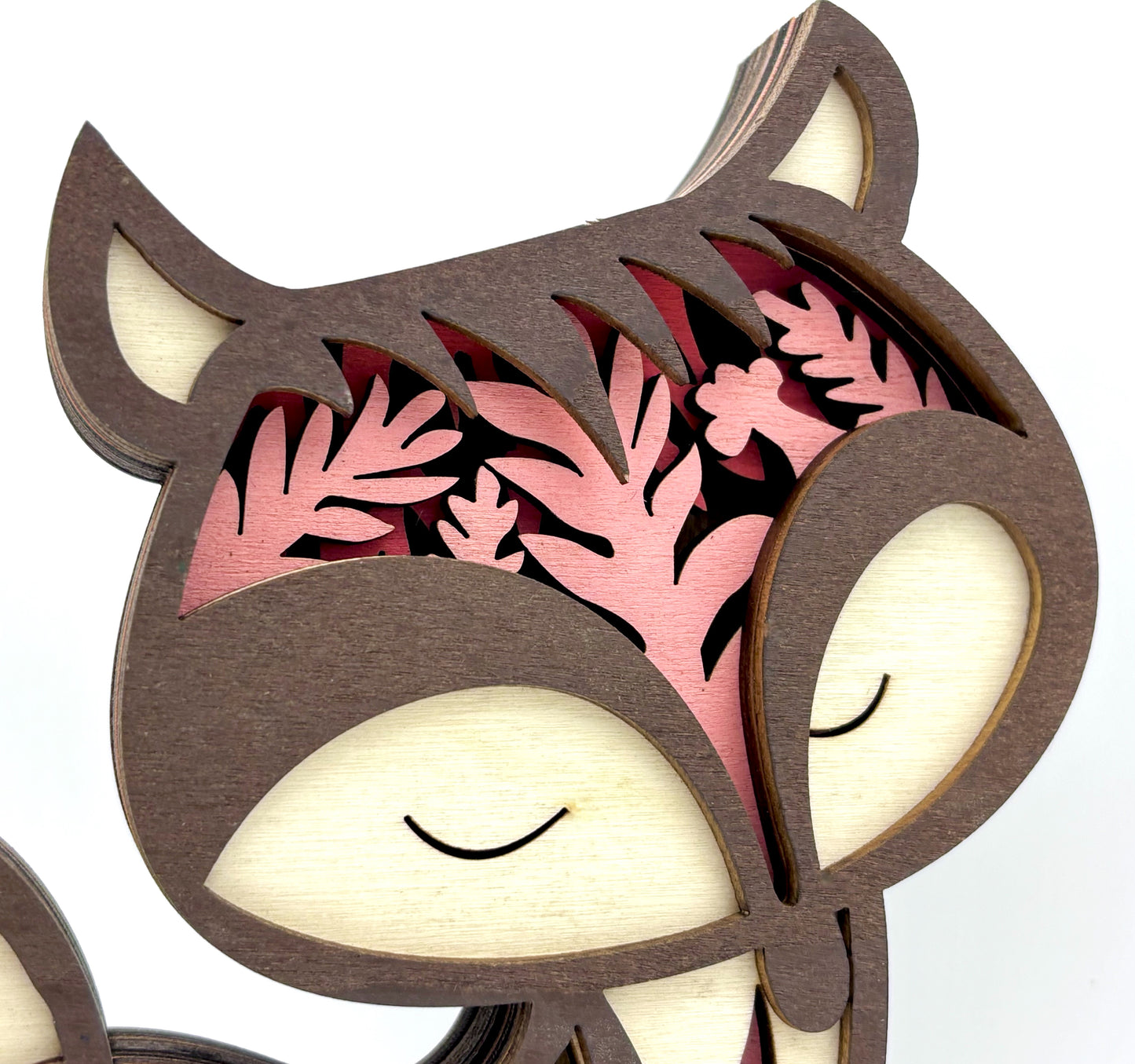 Pink & Brown Fox Wood Diorama