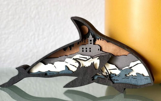 Orca Whale Wood Diorama