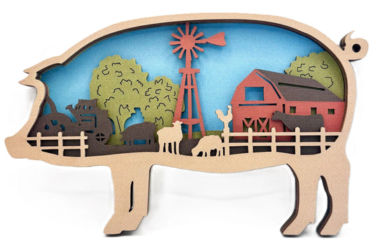 Farmhouse Pig Wood Diorama