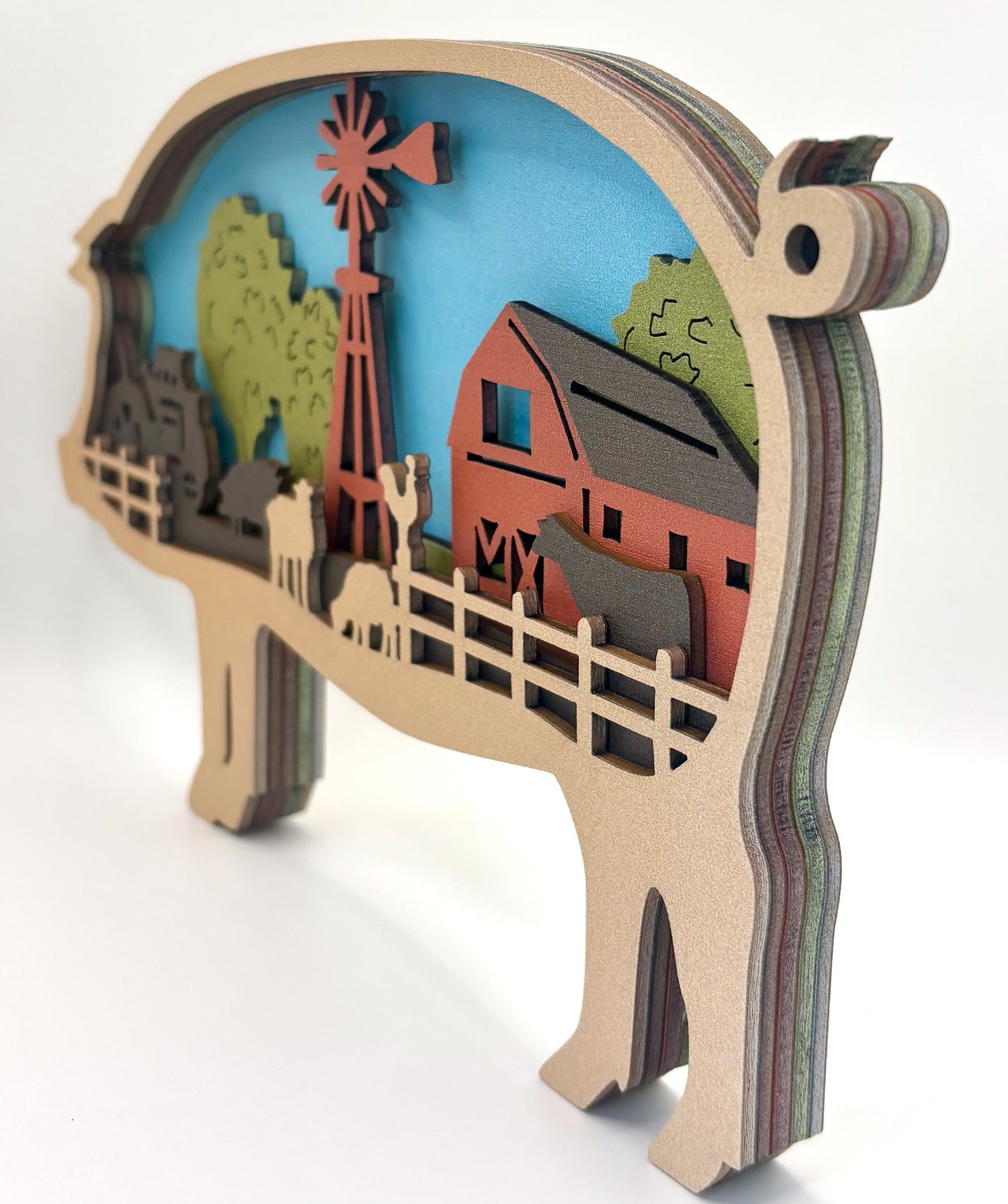 Farmhouse Pig Wood Diorama