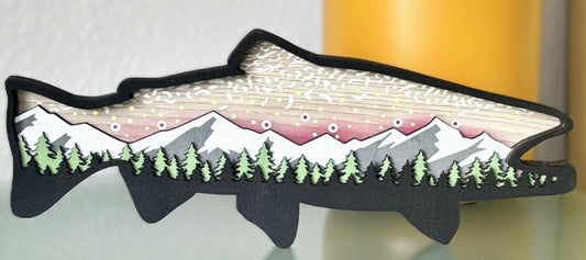 Salmon Fish Wood Diorama Wall Decor
