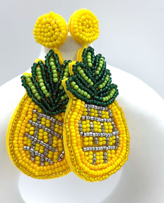 Hand Beaded Pineapple Earrings